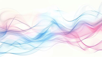 Serene Abstract Waves in Soft Pastel Pink and Blue on White Background