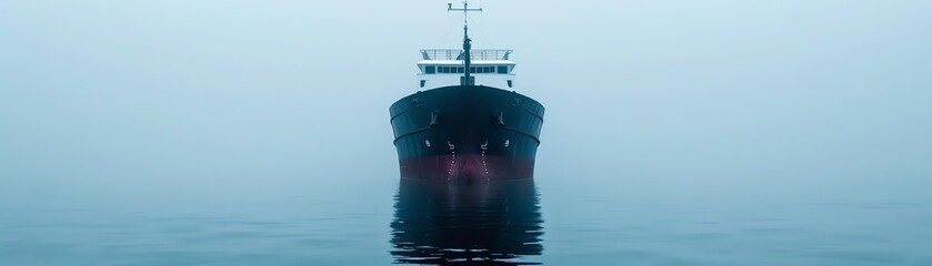 Fearsome ghost ship, foggy sea, mysterious legend, haunting and captivating