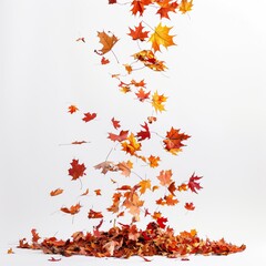 Autumn Falling Maple Leaves. Vibrant, Colorful, and Airy. AI generated image white background or wallpaper