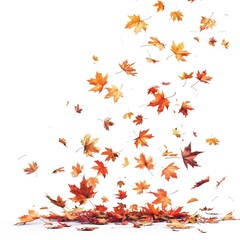 Autumn Falling Maple Leaves. Vibrant, Colorful, and Airy. AI generated image white background or wallpaper