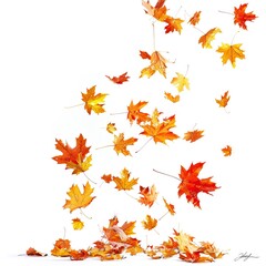 Obraz premium Autumn Falling Maple Leaves. Vibrant, Colorful, and Airy. AI generated image white background or wallpaper