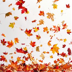 Autumn Falling Maple Leaves. Vibrant, Colorful, and Airy. AI generated image white background or wallpaper
