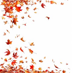 Autumn Falling Maple Leaves. Vibrant, Colorful, and Airy. AI generated image white background or wallpaper