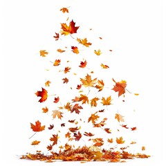 Autumn Falling Maple Leaves. Vibrant, Colorful, and Airy. AI generated image white background or wallpaper