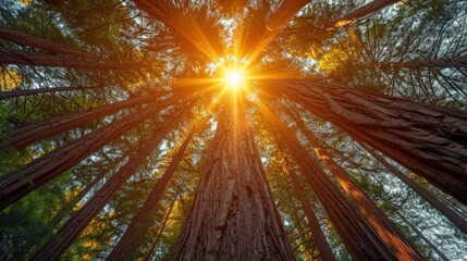 Sunlight Through Redwood Forest