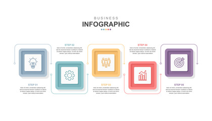 5 steps infographic business concept design template vector