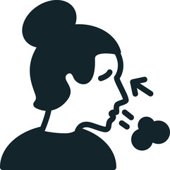 Simple icon of a sick woman coughing and spreading germs