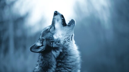 Naklejka premium Werewolf howling at full moon, nocturnal transformation