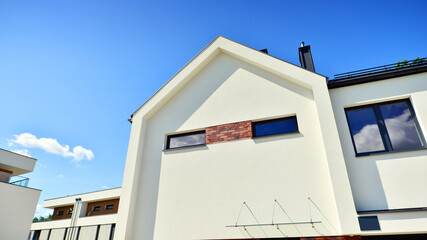 Terraced single family homes in newly developed housing estate. The real estate market in the...
