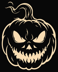 Halloween style black and white pumpkin illustration