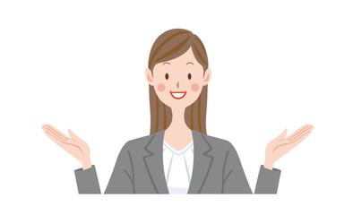 比較するスーツの女性のイラスト　比べる　選択　提案する