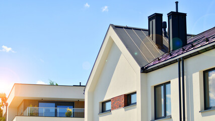 Terraced single family homes in newly developed housing estate. The real estate market in the...
