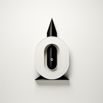 S&iacute;mbolo, logotipo, cero en blanco, en punto, crono, inicio, destacar, sobresalir, punta de lapicero negro, marcar, se&ntilde;alizar hacia el norte, cohete a punto de despegar, cuenta atr&aacute;s, fondo blanco roto
