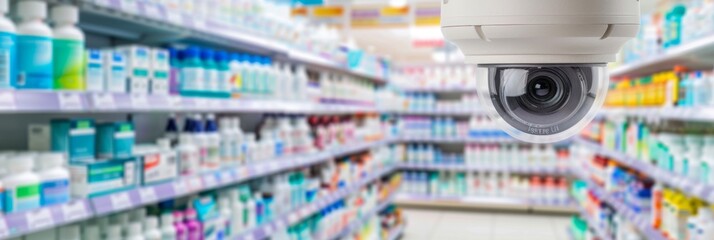 Security camera recording products on pharmacy shelves