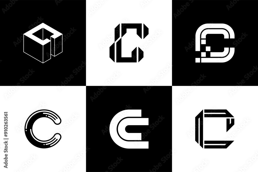 Fototapete Letter C modern font and typography design vector illustration, high quality and standard. Can be used in many types of design work.