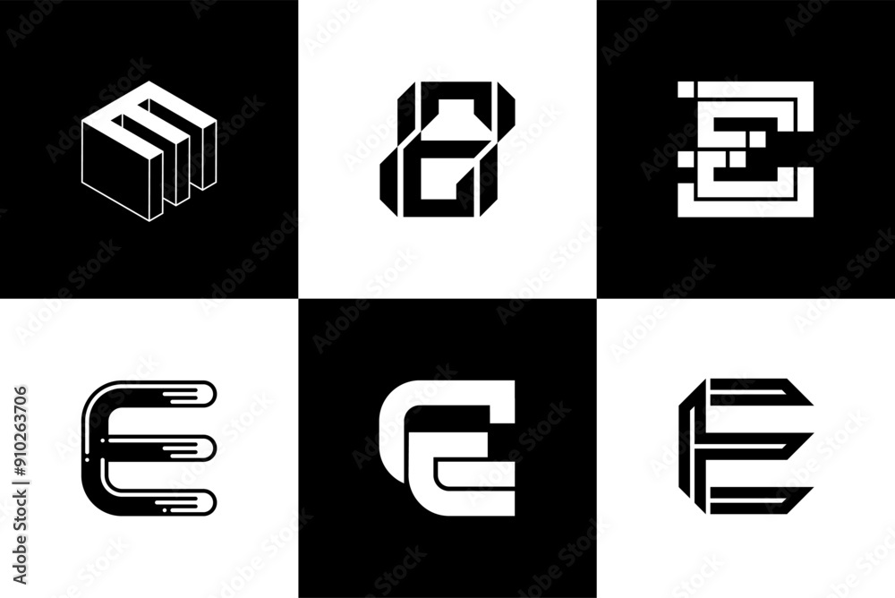 Fototapete Letter E modern font and typography design vector illustration, high quality and standard. Can be used in many types of design work.