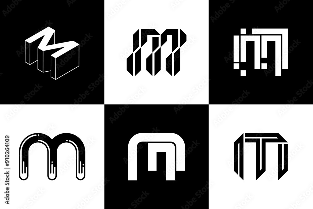 Fototapete Letter M modern font and typography design vector illustration, high quality and standard. Can be used in many types of design work.