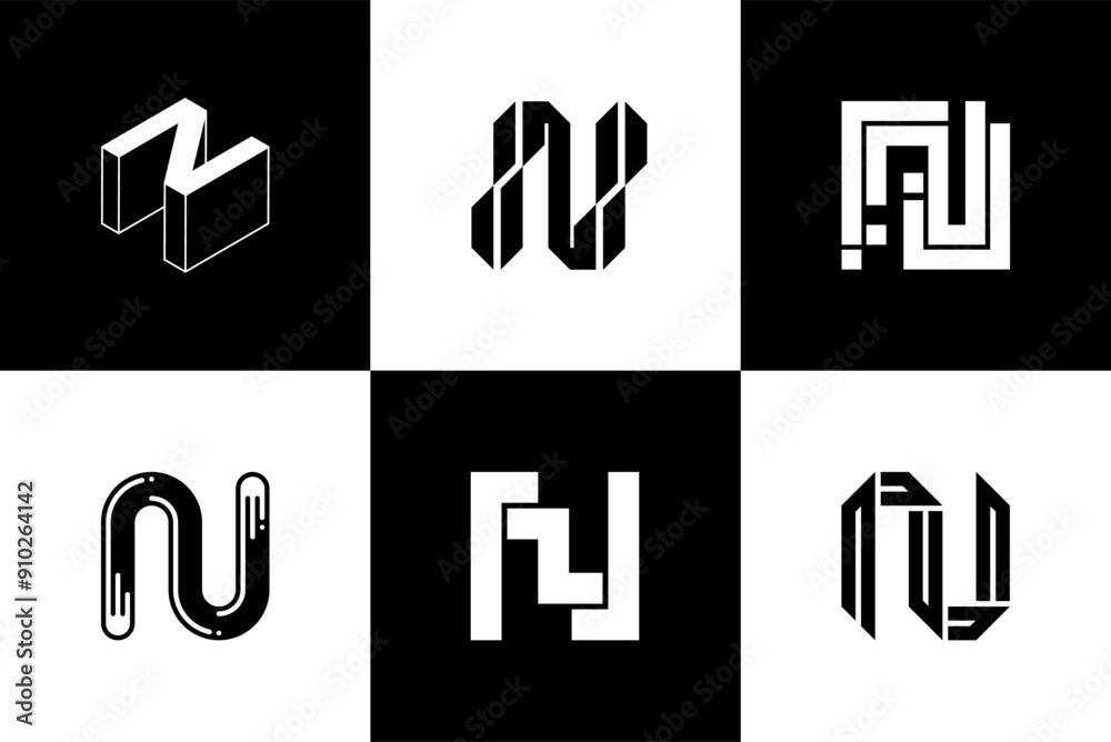 Fototapete Letter N modern font and typography design vector illustration, high quality and standard. Can be used in many types of design work.