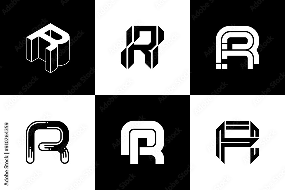 Fototapete Letter R modern font and typography design vector illustration, high quality and standard. Can be used in many types of design work.