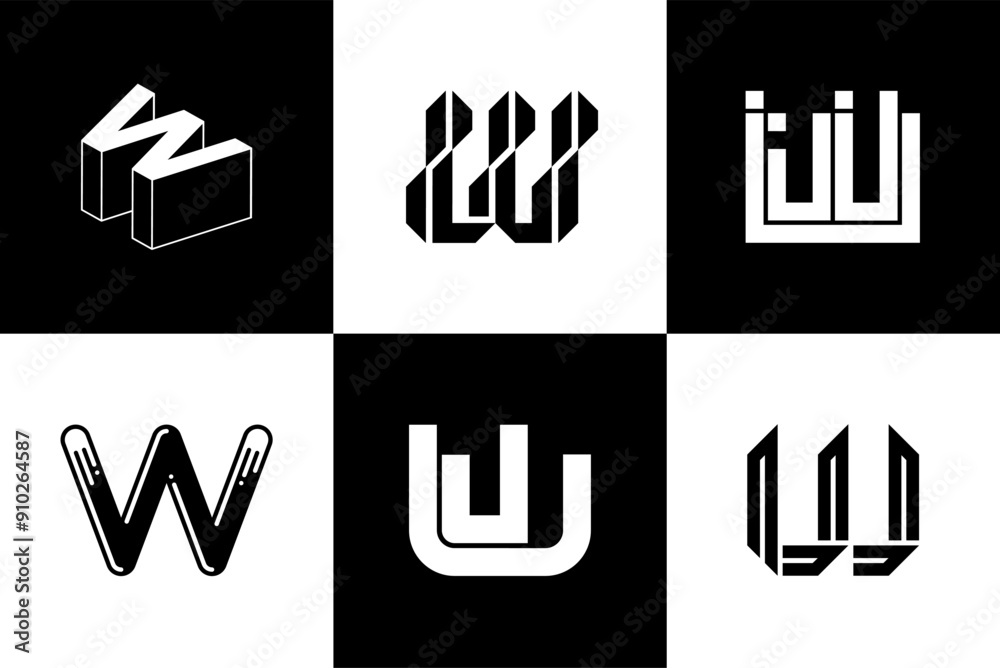 Fototapete Letter W modern font and typography design vector illustration, high quality and standard. Can be used in many types of design work.