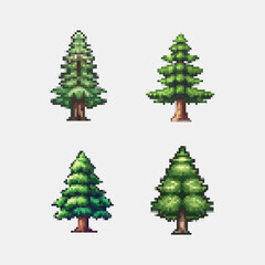 8-bit game assets christmas, tree, holiday, decoration, fir, winter, christmas tree, xmas, vector, pine, star, celebration, green, illustration, ball, new, snow, year, symbol, december, new year, seas