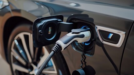 Electric Cars Charging at Modern Stations with Eco-Friendly and Advanced Technology. AI generated image