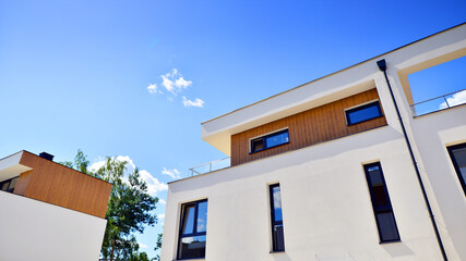 Terraced single family homes in newly developed housing estate. The real estate market in the...