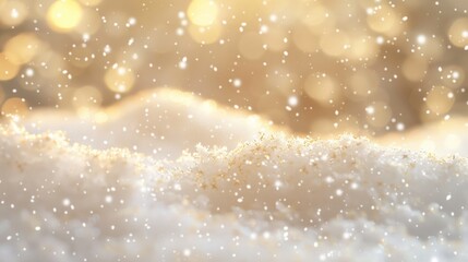 Snowy Winter Wonderland with Golden Lights