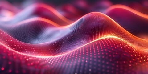 Fototapeta premium Red and orange digital waves with a gradient background