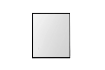 Simple black photo frame with thin border isolated on white. PNG image
