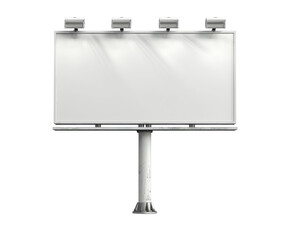 Blank billboard on a metal pole isolated on a white background. PNG without background