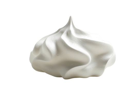 Smooth dollop of white cream, isolated on white background. PNG without background
