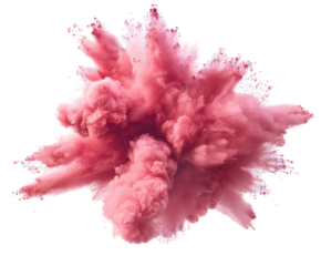 Pink powder explosion isolated on a white background. PNG without background