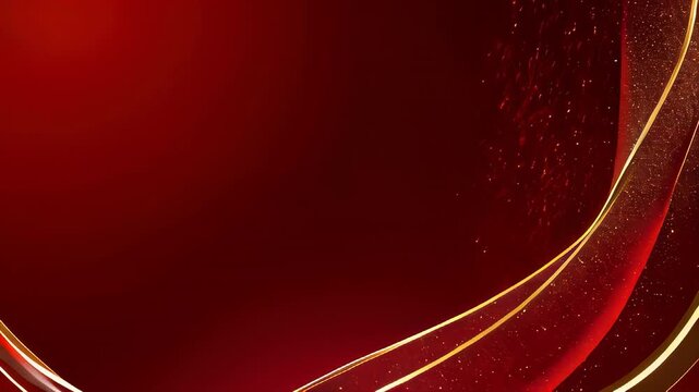 Luxury red color background with golden line elements and curve light effect decoration and bokeh. beautiful holiday banner