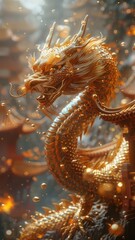 Obraz premium Elegant Dragon Coiled in a Spiral