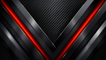 Obraz premium modern futuristic silver metallic wallpaper with red and black accents for gaming or esports