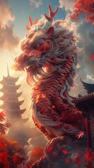 Fototapeta premium Intense Dragon with Glowing Eyes