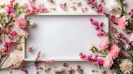 Floral Frame with Pink Flowers Illustration