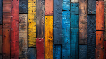 Close-up photo of colored wooden planks