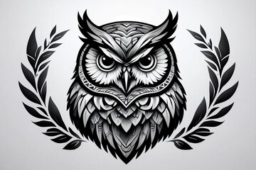 Obraz premium Black and White Stencil Graphic of an Owl