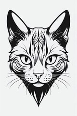 Obraz premium Minimalist Cat Head Logo on White Background