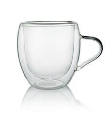 Glass mug isolated on white.