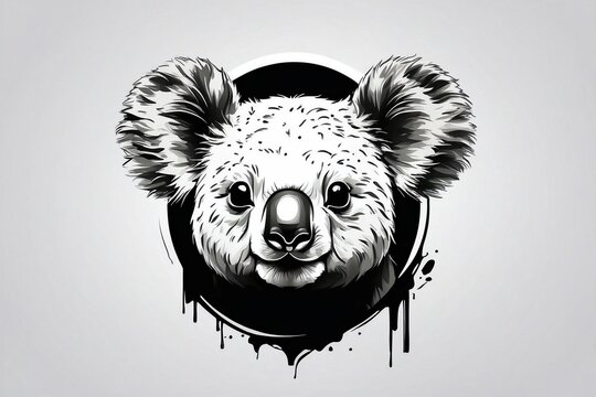Minimalist Koala Logo on White Background