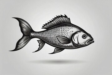 Fototapeta premium Cute Black Fish Logo on White Background