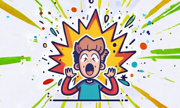 Cartoon Illustration of a Person Having a Mind-Blowing Idea