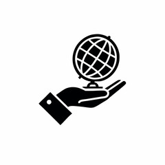a hand holding geographical blobal icon, isolated white background