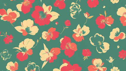 Seamless vintage floral wallpaper: abstract background with beautiful flower motifs, textured patterns, and nature-inspired design for spring and summer decor