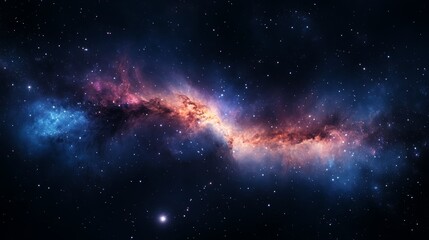 Obraz premium A vibrant, colorful nebula stretches across a dark, star-studded sky.