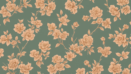 Obraz premium Seamless vintage floral wallpaper: abstract background with beautiful flower motifs, textured patterns, and nature-inspired design for spring and summer decor