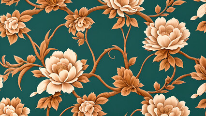 Seamless vintage floral wallpaper: abstract background with beautiful flower motifs, textured patterns, and nature-inspired design for spring and summer decor